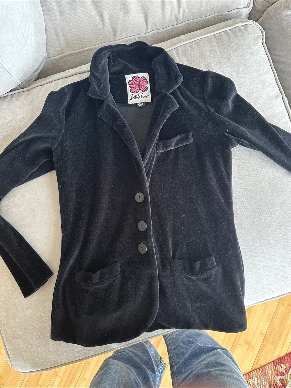 Lesley Evers BRITT Black Velvet Blazer Jacket with Notch Collar